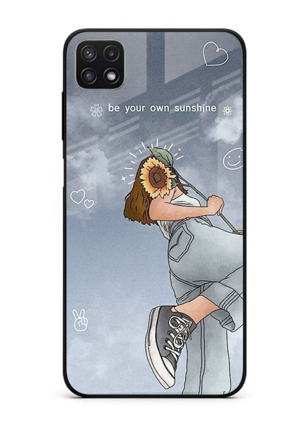 Sunshine floral watercolor artwork printed on Samsung F42 5G glass back cover for cheerful inspiration.