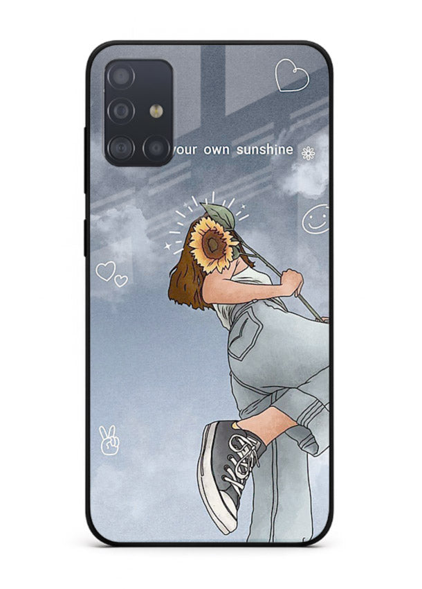 Sunshine floral watercolor artwork printed on Samsung A71 glass back cover for cheerful inspiration.