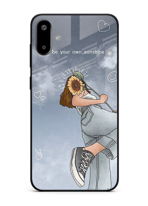 Sunshine floral watercolor artwork printed on Samsung F06 5G glass back cover for cheerful inspiration.