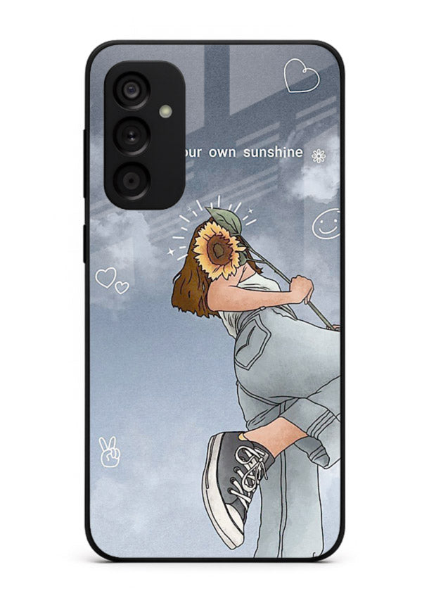 Sunshine floral watercolor artwork printed on Samsung A04s 5G glass back cover for cheerful inspiration.