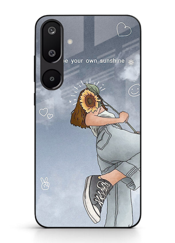 Sunshine floral watercolor artwork printed on Samsung F16 5G glass back cover for cheerful inspiration.