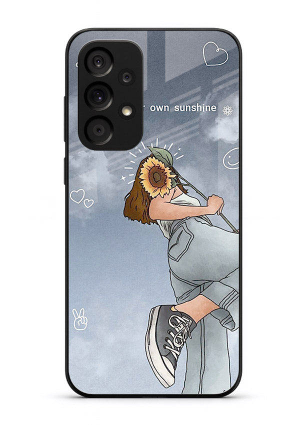 Sunshine floral watercolor artwork printed on Samsung A73 5G glass back cover for cheerful inspiration.