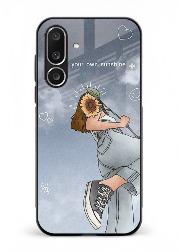 Sunshine floral watercolor artwork printed on Samsung M56 5G glass back cover for cheerful inspiration.