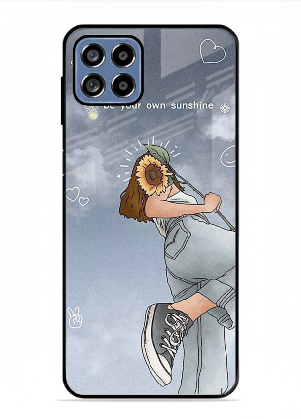 Sunshine floral watercolor artwork printed on Samsung F62 glass back cover for cheerful inspiration.