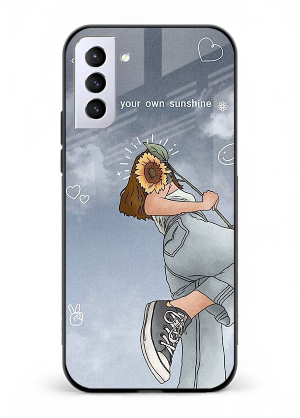 Sunshine floral watercolor artwork printed on Samsung S21 FE glass back cover for cheerful inspiration.