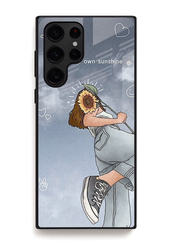 Sunshine floral watercolor artwork printed on Samsung S24 Ultra glass back cover for cheerful inspiration.