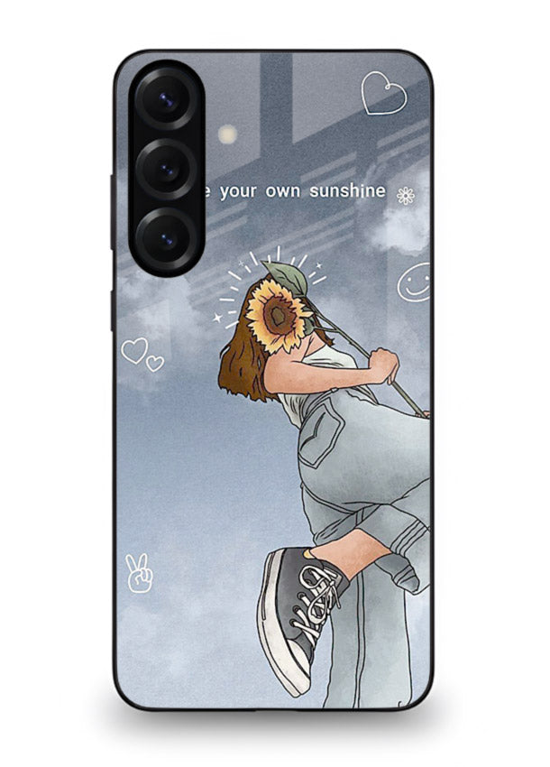 Sunshine floral watercolor artwork printed on Samsung M34 5G glass back cover for cheerful inspiration.
