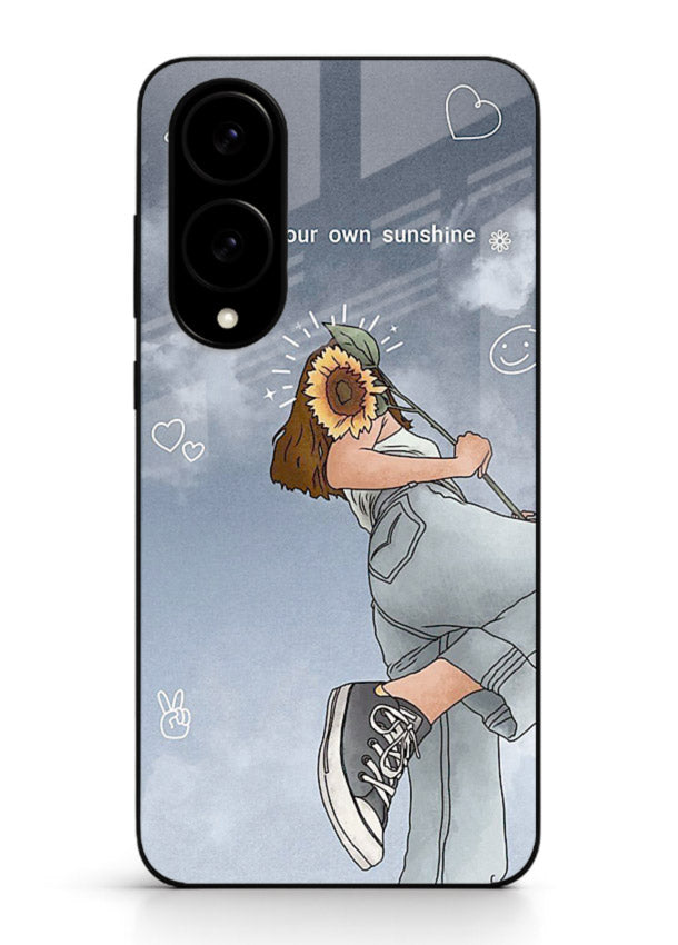 Sunshine floral watercolor artwork printed on Samsung S25 Edge glass back cover for cheerful inspiration.