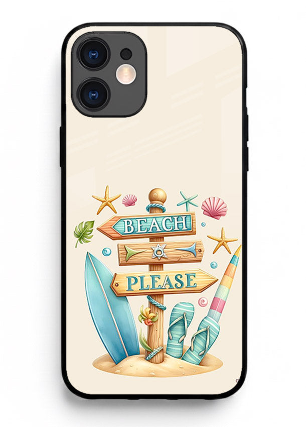 Beach Please Vibes tropical summer artwork iphone 11 glass back cover
