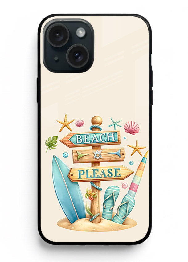 Beach Please Vibes tropical summer artwork iphone 13 glass back cover
