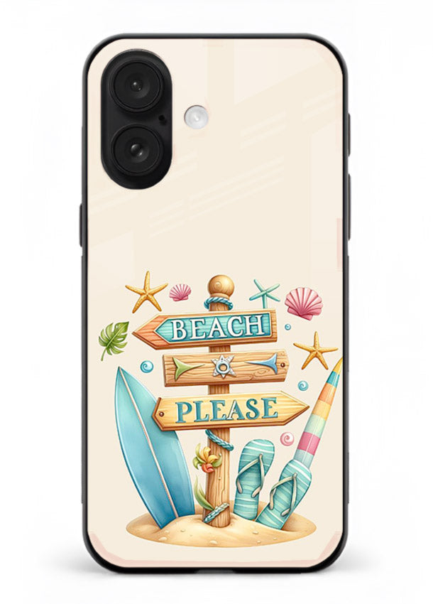 Beach Please Vibes tropical summer artwork iphone 16 plus glass back cover