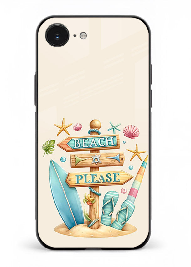 Beach Please Vibes tropical summer artwork iphone 16e glass back cover