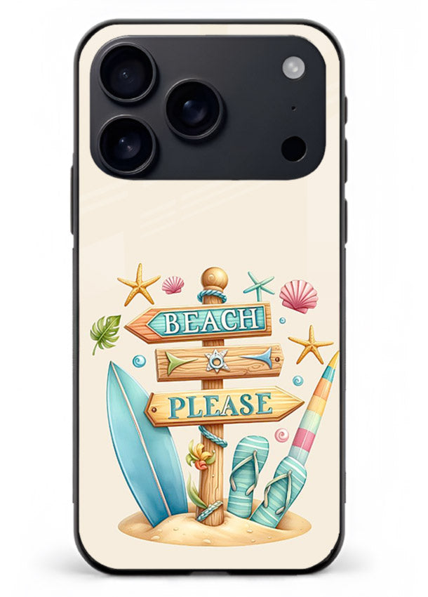 Beach Please Vibes tropical summer artwork iphone 17 pro max glass back cover