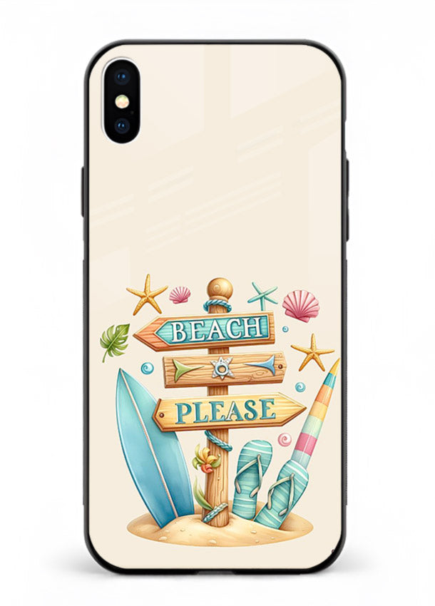 Beach Please Vibes tropical summer artwork iphone xs max glass back cover