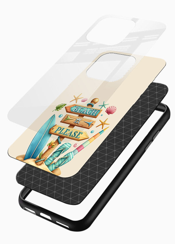 Beach Please Vibes tropical summer artwork glossy vibrant premium glass back cover - Angle Layers