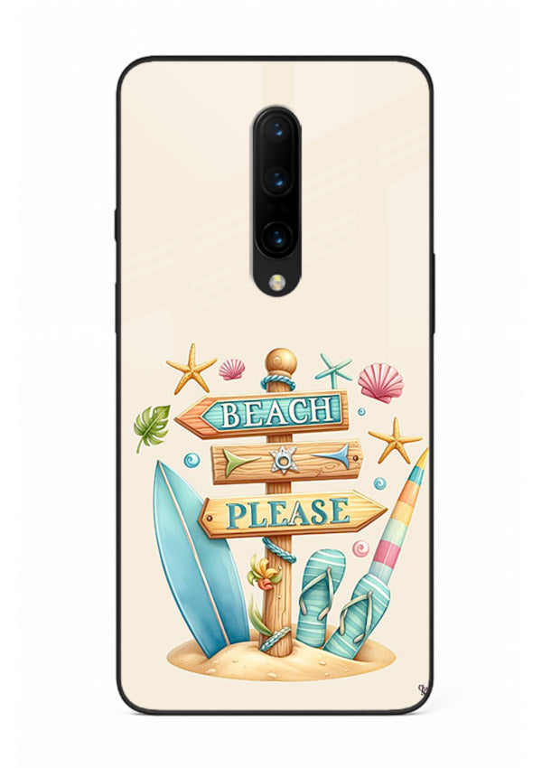 Beach Please Vibes tropical summer artwork OnePlus 7 Pro glass back cover