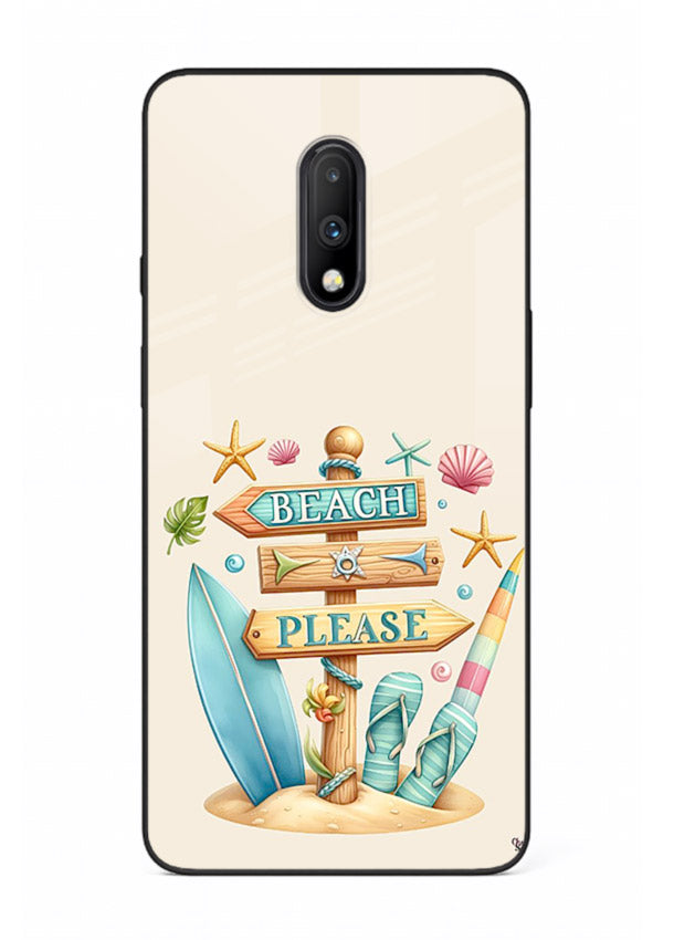 Beach Please Vibes tropical summer artwork OnePlus 7 glass back cover