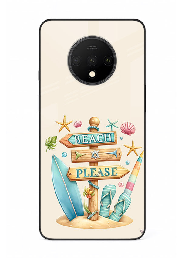 Beach Please Vibes tropical summer artwork OnePlus 7T glass back cover