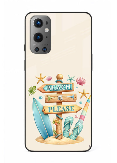 Beach Please Vibes tropical summer artwork OnePlus 9 glass back cover