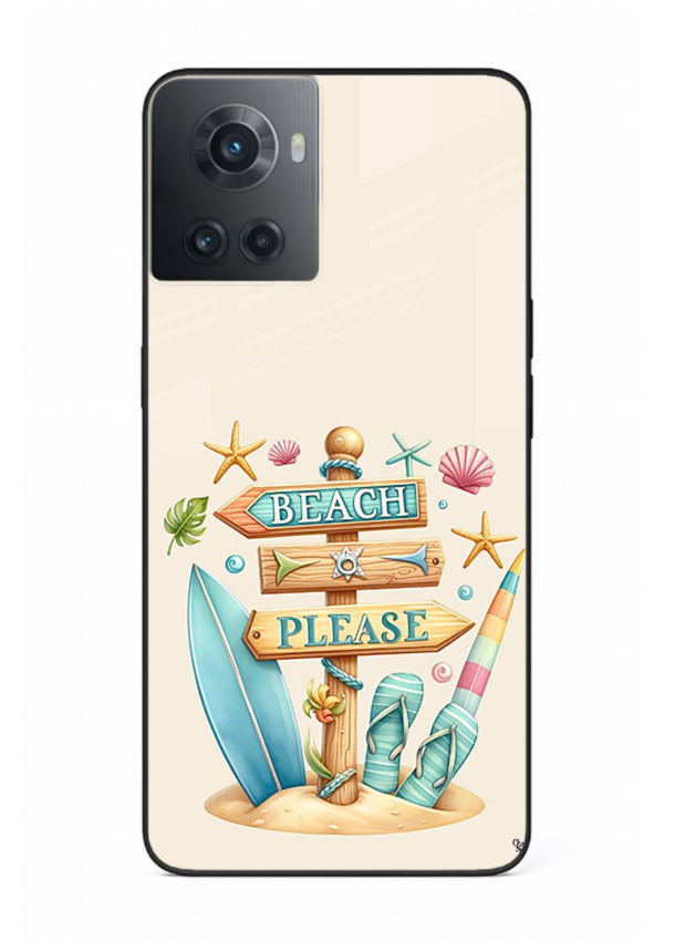 Beach Please Vibes tropical summer artwork OnePlus 10R glass back cover