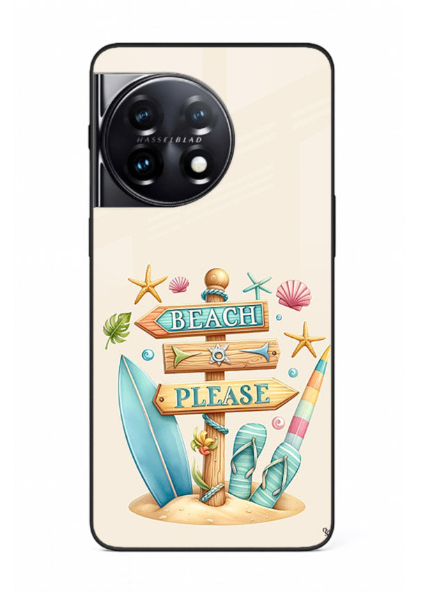 Beach Please Vibes tropical summer artwork OnePlus 11R glass back cover