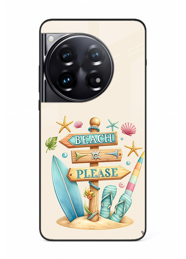 Beach Please Vibes tropical summer artwork OnePlus 12 glass back cover