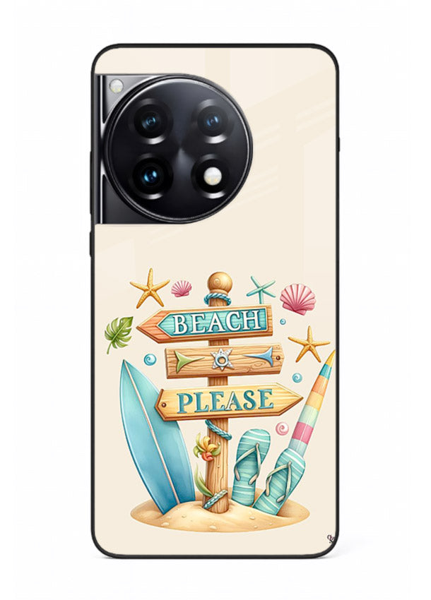 Beach Please Vibes tropical summer artwork OnePlus 12R glass back cover