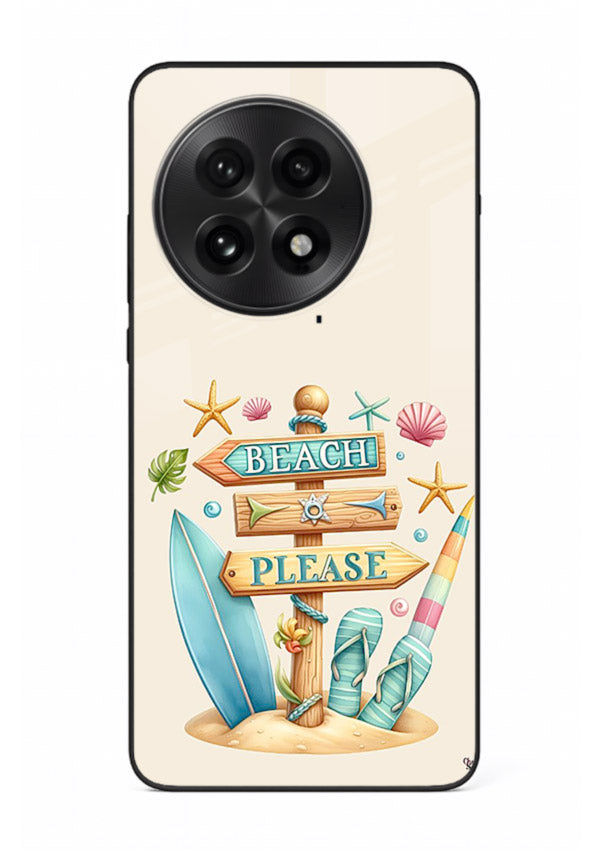 Beach Please Vibes tropical summer artwork OnePlus 13 glass back cover