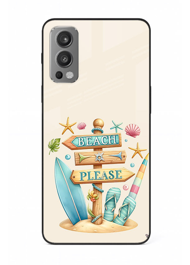 Beach Please Vibes tropical summer artwork OnePlus Nord 2 glass back cover