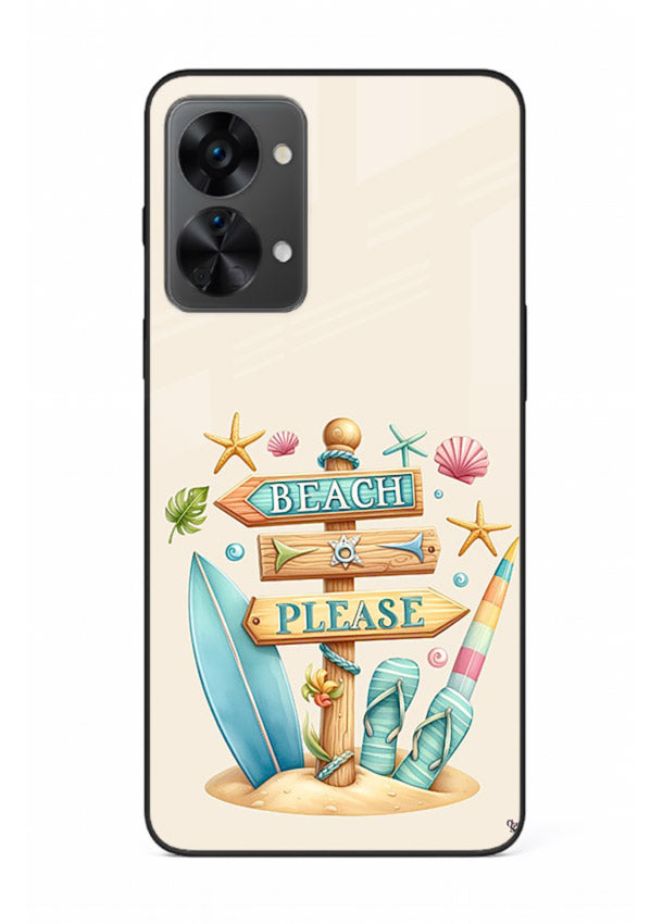Beach Please Vibes tropical summer artwork OnePlus Nord 2T glass back cover