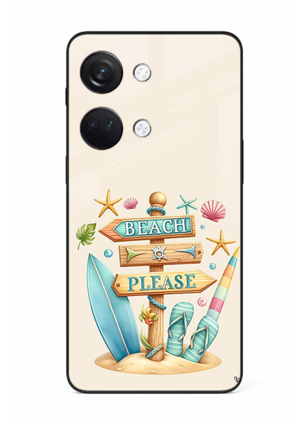 Beach Please Vibes tropical summer artwork OnePlus Nord 3 glass back cover