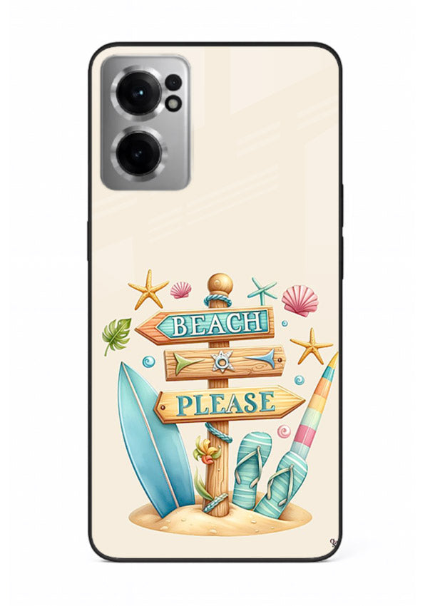 Beach Please Vibes tropical summer artwork OnePlus Nord CE2 5G glass back cover