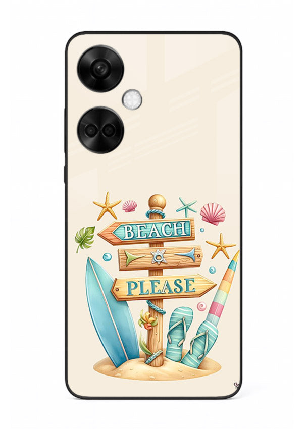Beach Please Vibes tropical summer artwork OnePlus Nord CE3 glass back cover