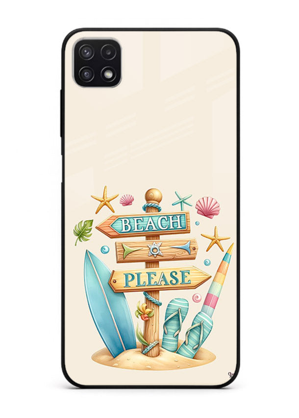 Beach Please Vibes tropical summer artwork Samsung F42 5G glass back cover