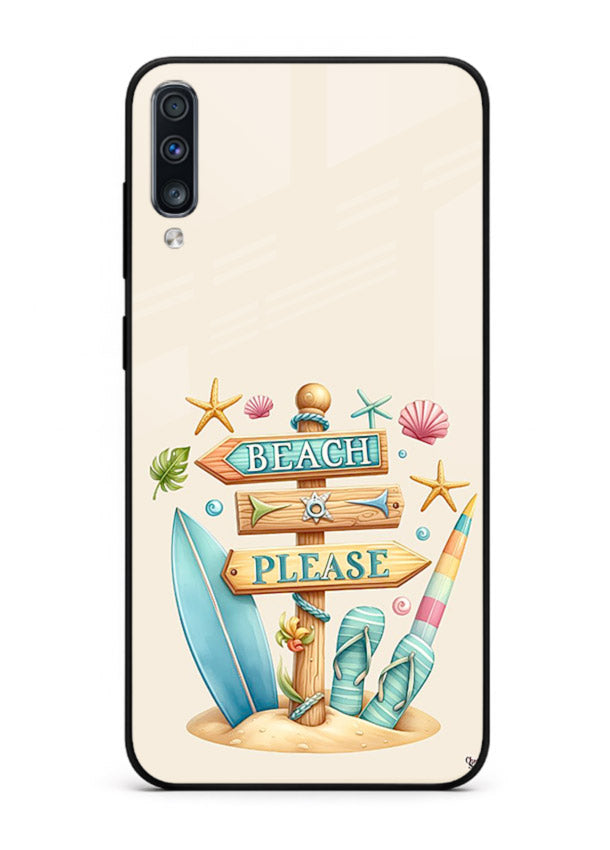 Beach Please Vibes tropical summer artwork Samsung A70 glass back cover