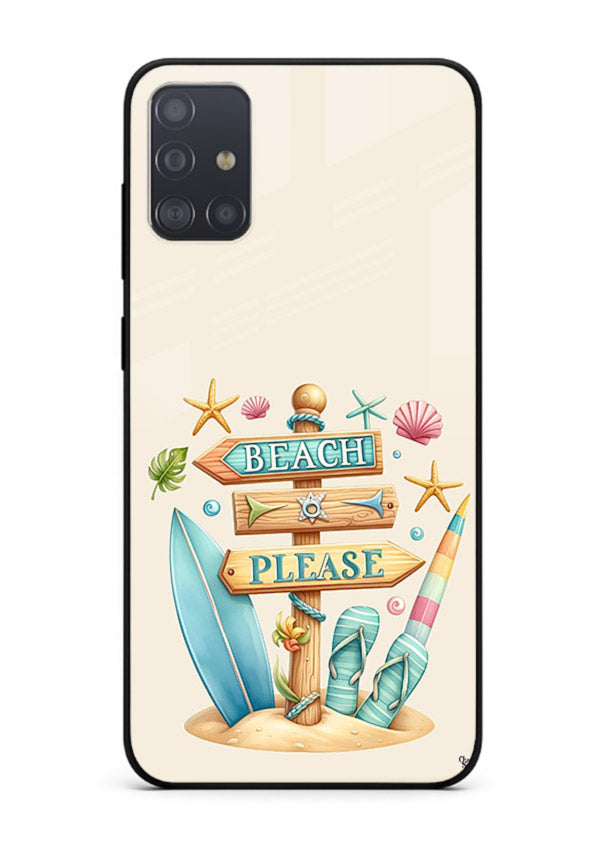 Beach Please Vibes tropical summer artwork Samsung A51 glass back cover