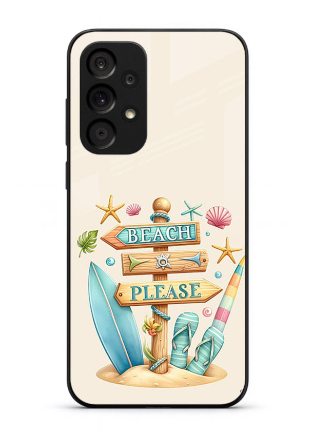 Beach Please Vibes tropical summer artwork Samsung A53 5G glass back cover