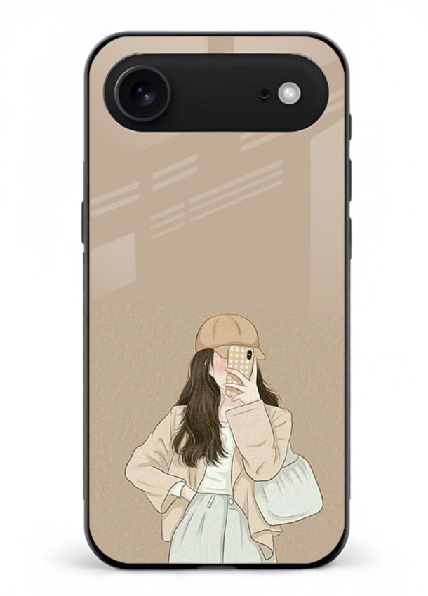 Beige Coat Girl minimal portrait iphone 18 air glass back cover