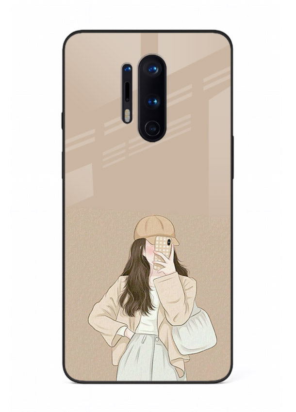 Beige Coat Girl minimal portrait OnePlus 8 Pro glass back cover