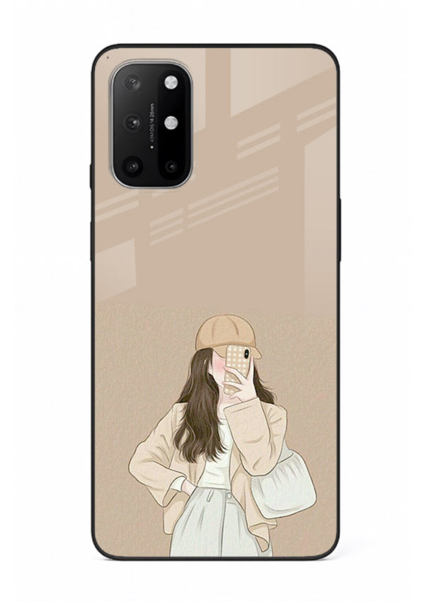 Beige Coat Girl minimal portrait OnePlus 8T glass back cover