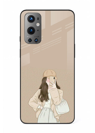Beige Coat Girl minimal portrait OnePlus 9 glass back cover