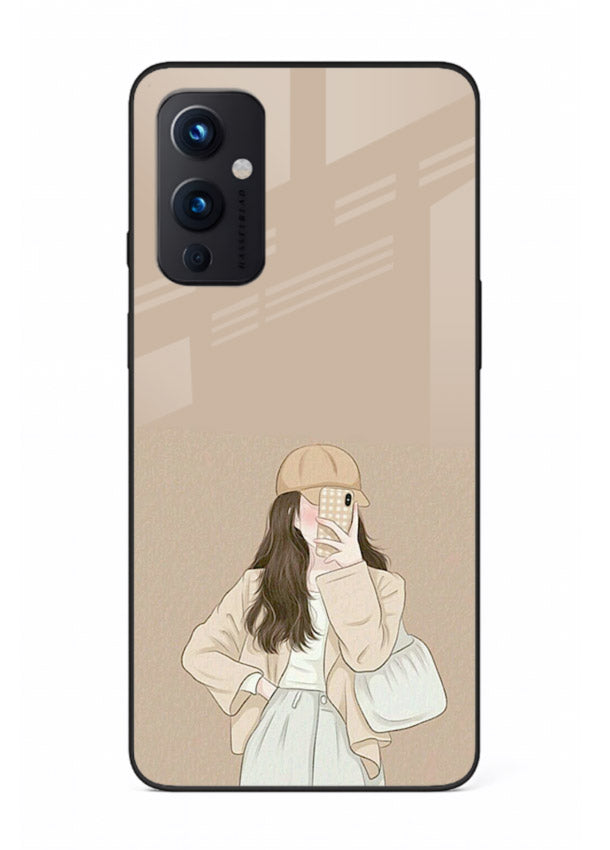 Beige Coat Girl minimal portrait OnePlus 9 Pro glass back cover