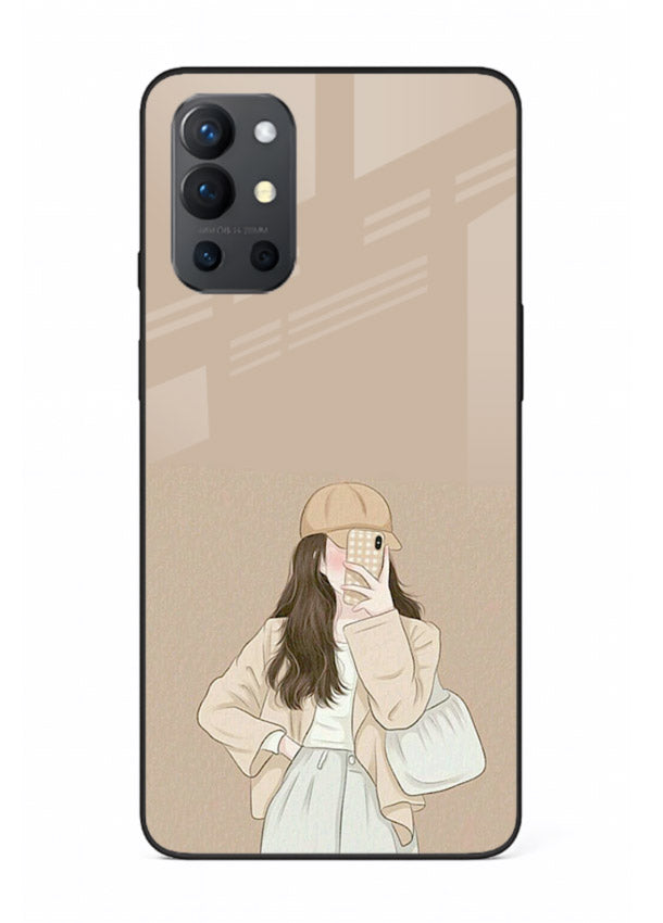 Beige Coat Girl minimal portrait OnePlus 9R glass back cover
