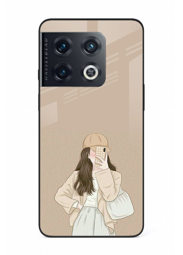 Beige Coat Girl minimal portrait OnePlus 10 Pro glass back cover