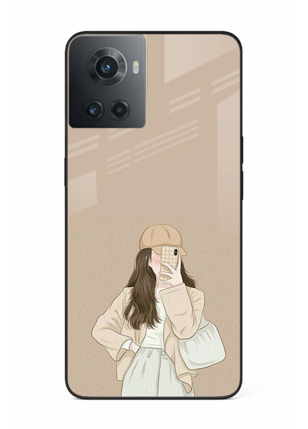 Beige Coat Girl minimal portrait OnePlus 10R glass back cover