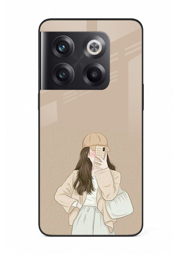 Beige Coat Girl minimal portrait OnePlus 10T glass back cover