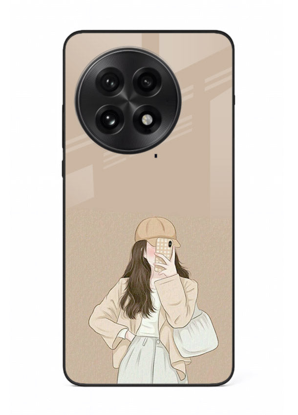 Beige Coat Girl minimal portrait OnePlus 13 glass back cover