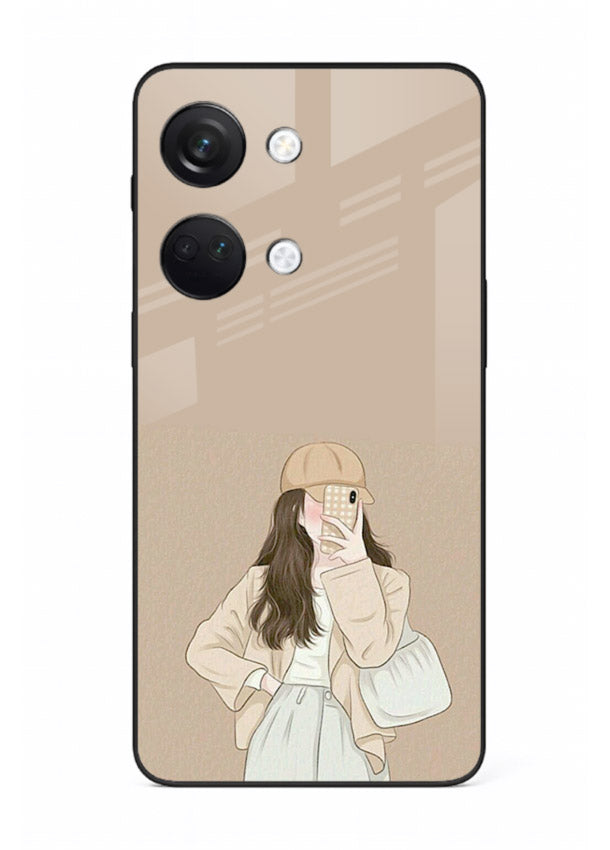 Beige Coat Girl minimal portrait OnePlus Nord 3 glass back cover