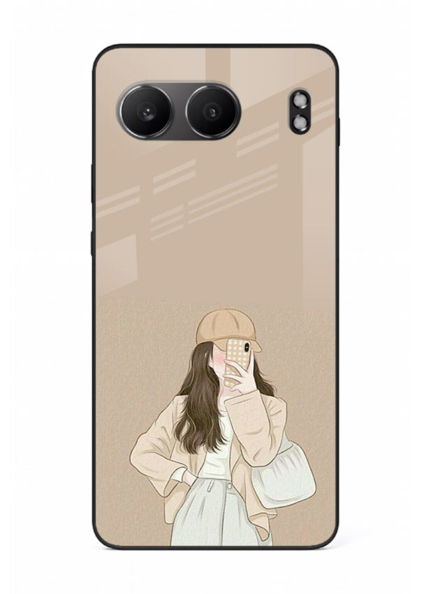 Beige Coat Girl minimal portrait OnePlus Nord 4 glass back cover