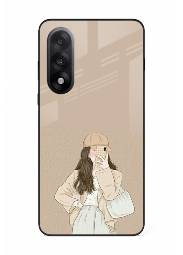 Beige Coat Girl minimal portrait OnePlus Nord 5 glass back cover